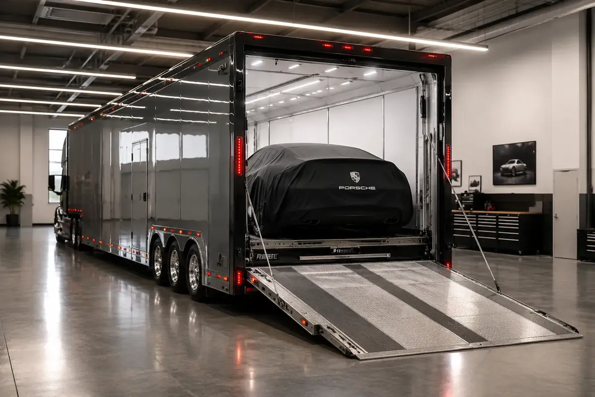 US Car Mover carrier loading a customer vehicle for door-to-door transport