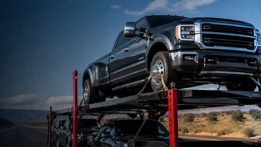 Pickup Truck Shipping loaded and secured for door-to-door transport across all 50 states.